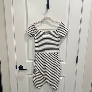 STATE Striped Black and White Mini Dress